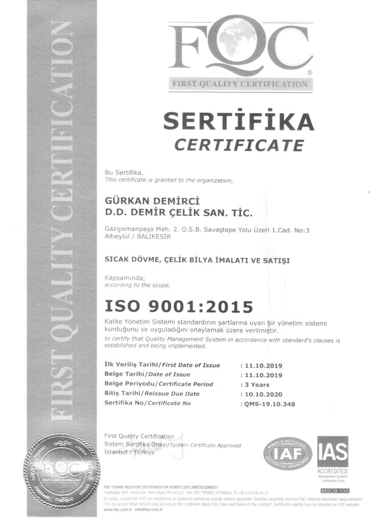 iso 9001 kalite belgemiz